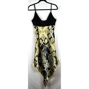 SCARLETT Paisley Scarf Print Handkerchief Hem Beaded Dress Y2K Summer L 14
